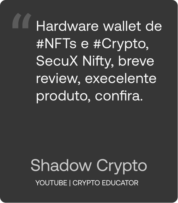 Shadow Crypto SecuX Nifty Unboxing Video